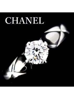 Chanel Quilted Diamond 050 CT E-Vvs 2 Ring Pt950